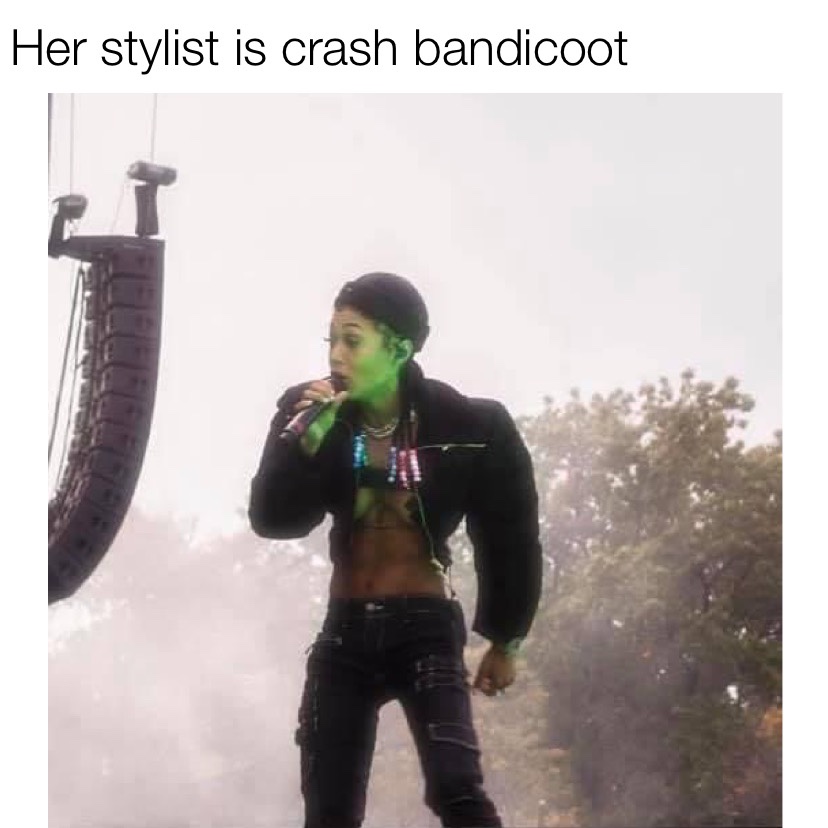 Her stylist is Crash Bandicoot Coi Leray meme