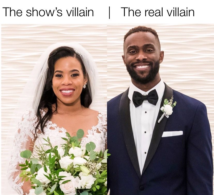 The show's villian vs the real villian Michaela and Zach Married At First Site meme