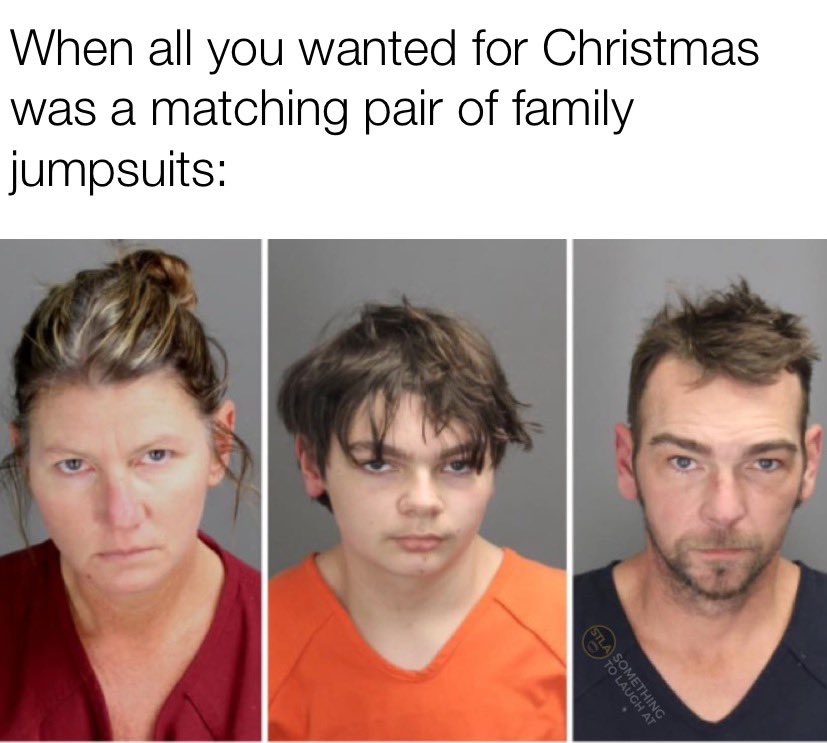 When all you wanted for Christmas was a matching pair of family jumpsuits Crumbley family mugshots