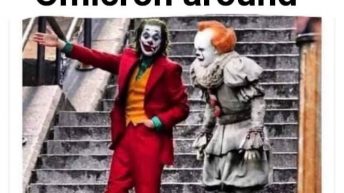 Delta showing Omicron around The Joker and Pennywise meme