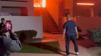 Apartment complex burns in Colton, California