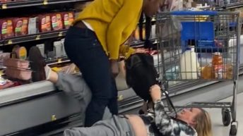 Two customers go at it in the middle of Walmart