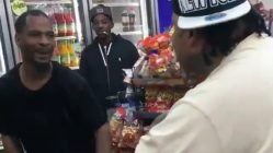 Two men go at it in the middle of a convenience store