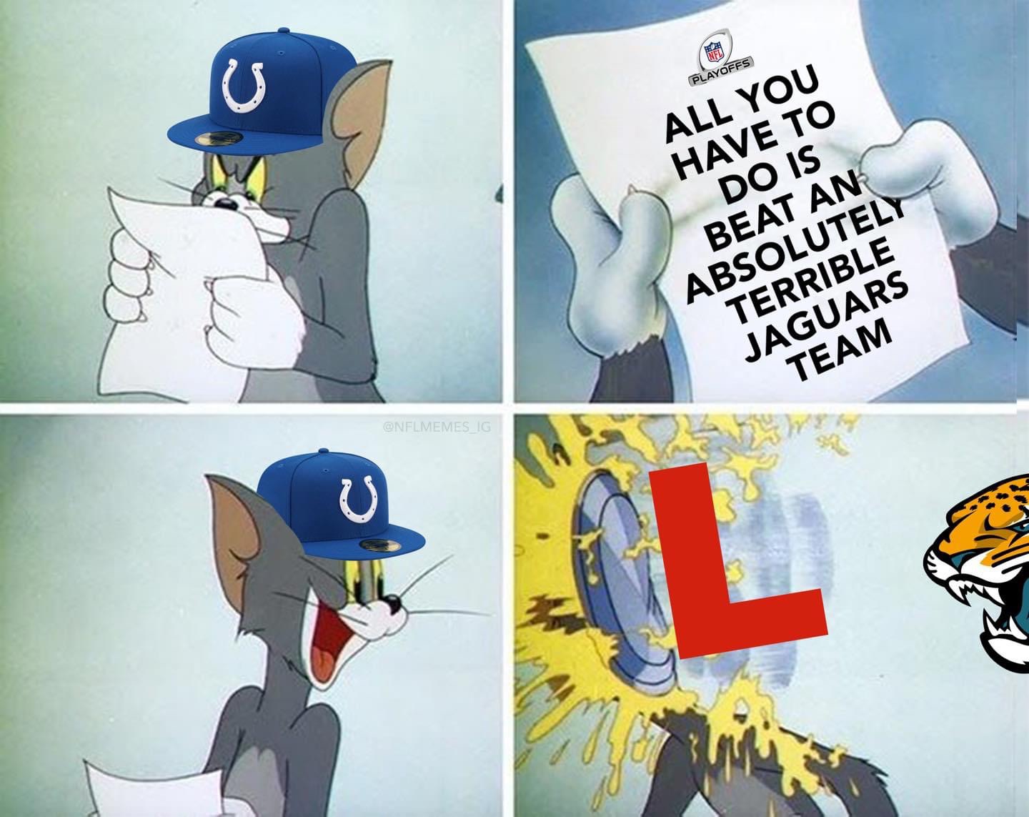 Colts lose to Jaguars Tom and Jerry meme