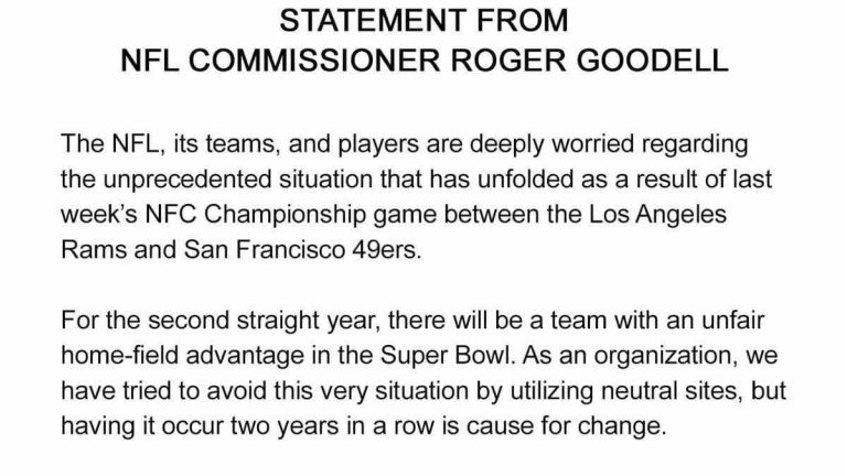 Statement from NFL Commisioner roger Goodell