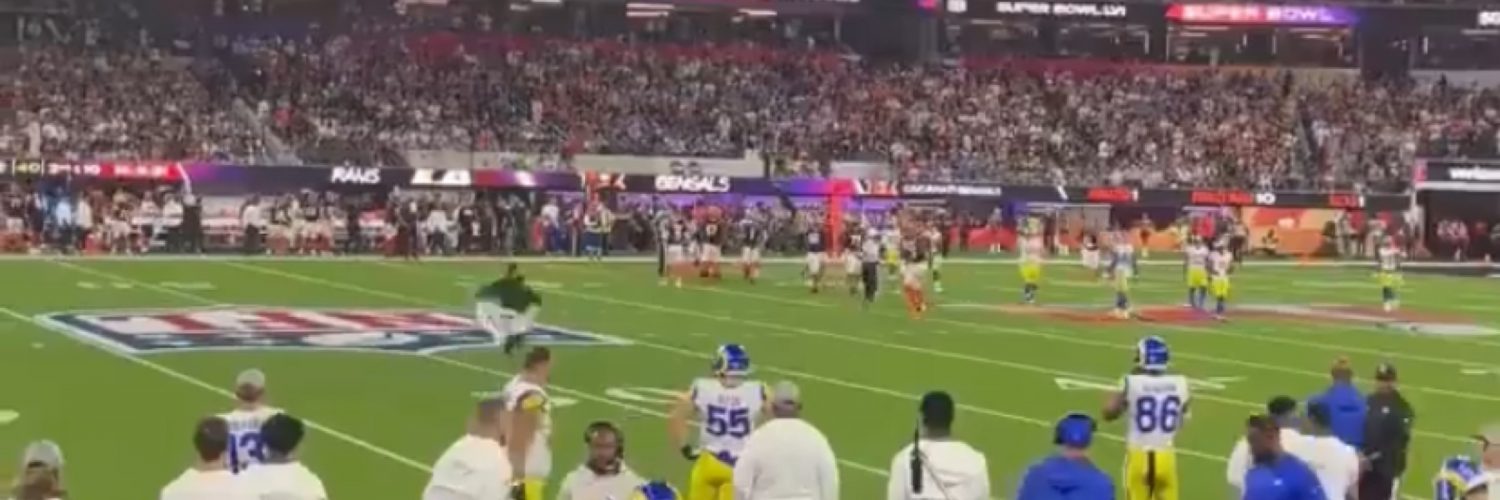 Fan storms field during Super Bowl 56