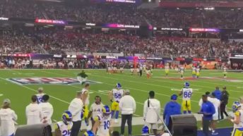 Fan storms field during Super Bowl 56