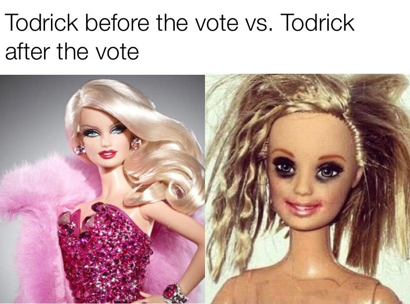 Toderick before the vote vs Toderick after the vote Big Brother Celebrity Edition meme