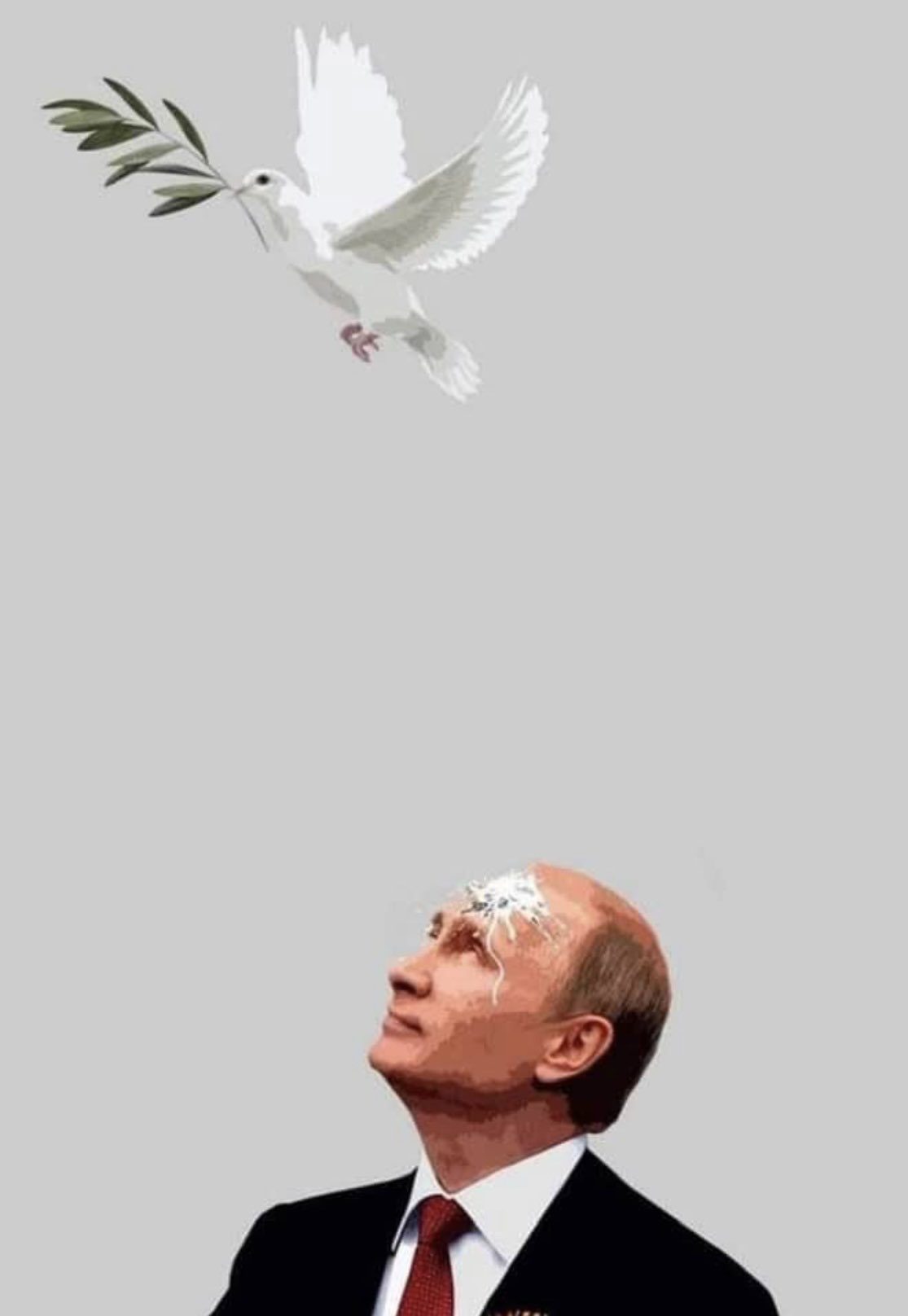 Vladimir Putin gets pooped on by dove