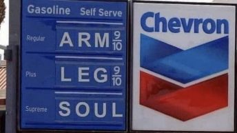 Gas prices cost arm, leg, soul, and kids meme
