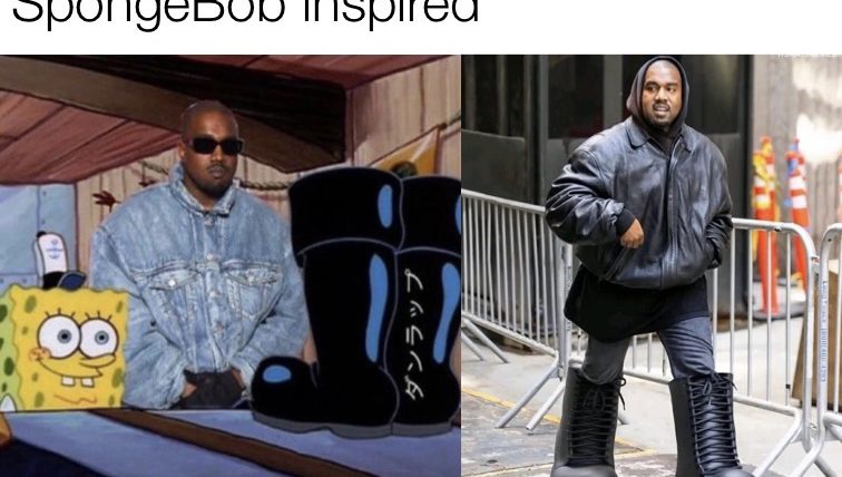 Kanye West Spongebob inspired boots meme