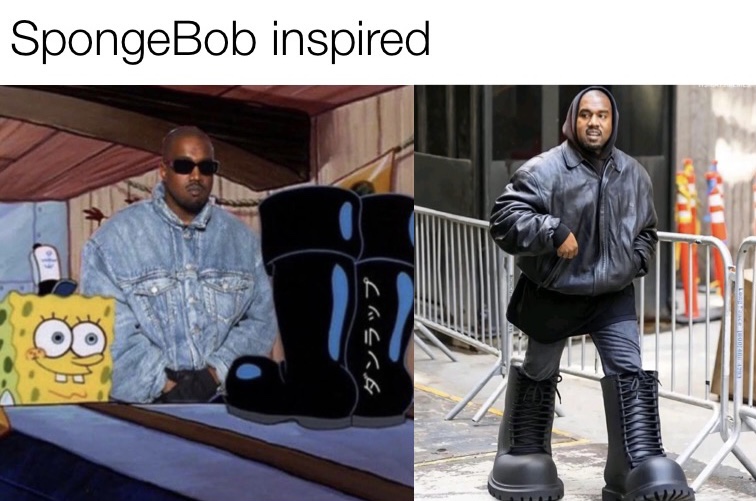 Kanye West Spongebob inspired boots meme