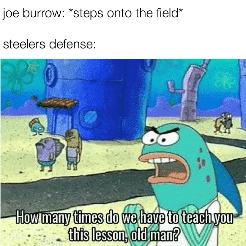 Joe Burrow vs Steelers defense meme