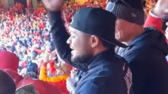 Raider's fan switches sides during Chiefs game