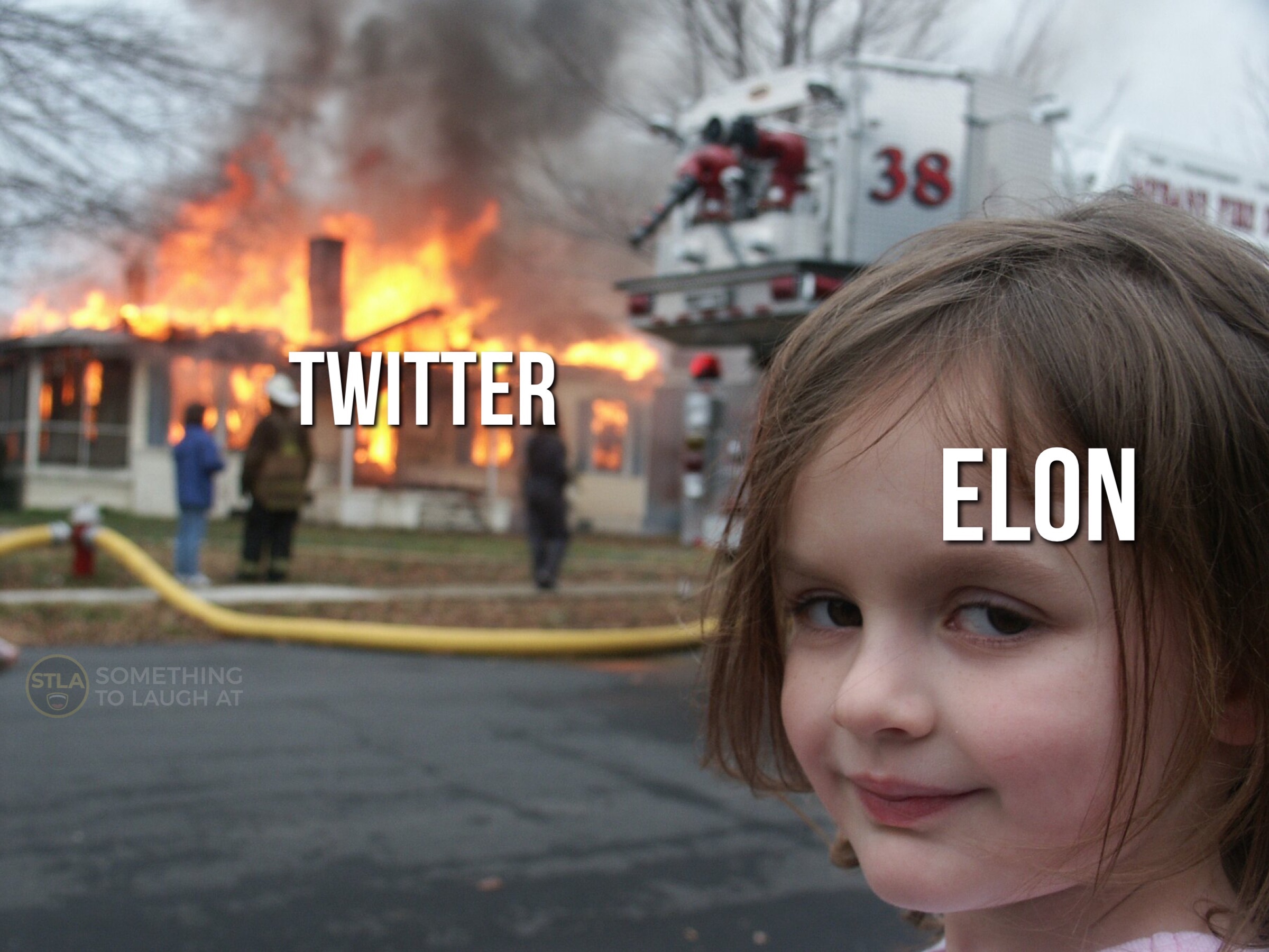 Elon Musk Twitter Disaster girl meme