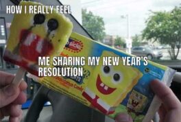 Me sharing my new year's resolution vs how i really feel meme