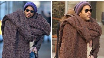 When a scarf isn't warm enough so you decide to wear your living room carpet instead Lenny Kravitz meme