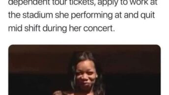 Instead of buying Beyonce and her tax dependent tour tickets, apply to work at the stadium she performing at and quit mid shift during her concert meme